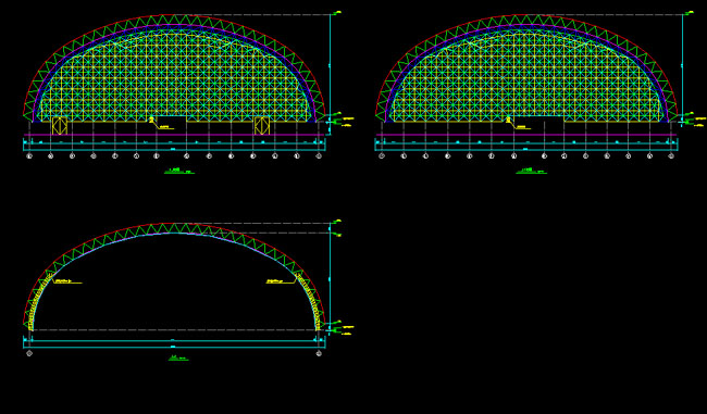 丰镇跨度110米，拱高35_7米煤棚网架